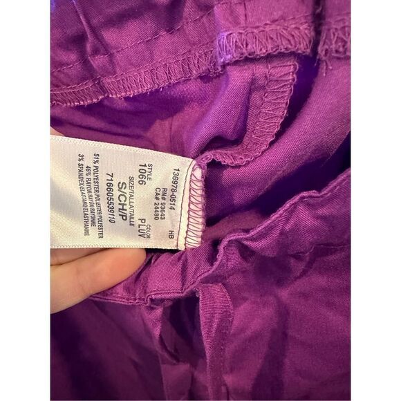 Cherokee Luxe Plum Berry Pull On Drawstring Scrub Pants Size Small New - Picture 5 of 6